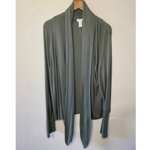 Chico’s Olive Green Relaxed Open Front Rayon Light Weight Cardigan Size 3 (XL)